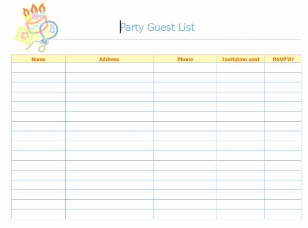 Party Guest List Template Best Of Free Printable Guest Checklist