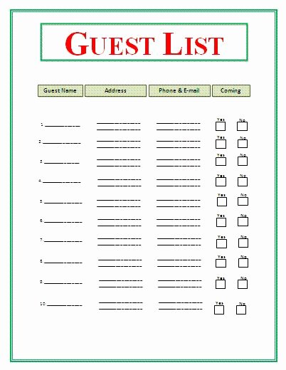 Party Guest List Template Lovely Pin On Nana