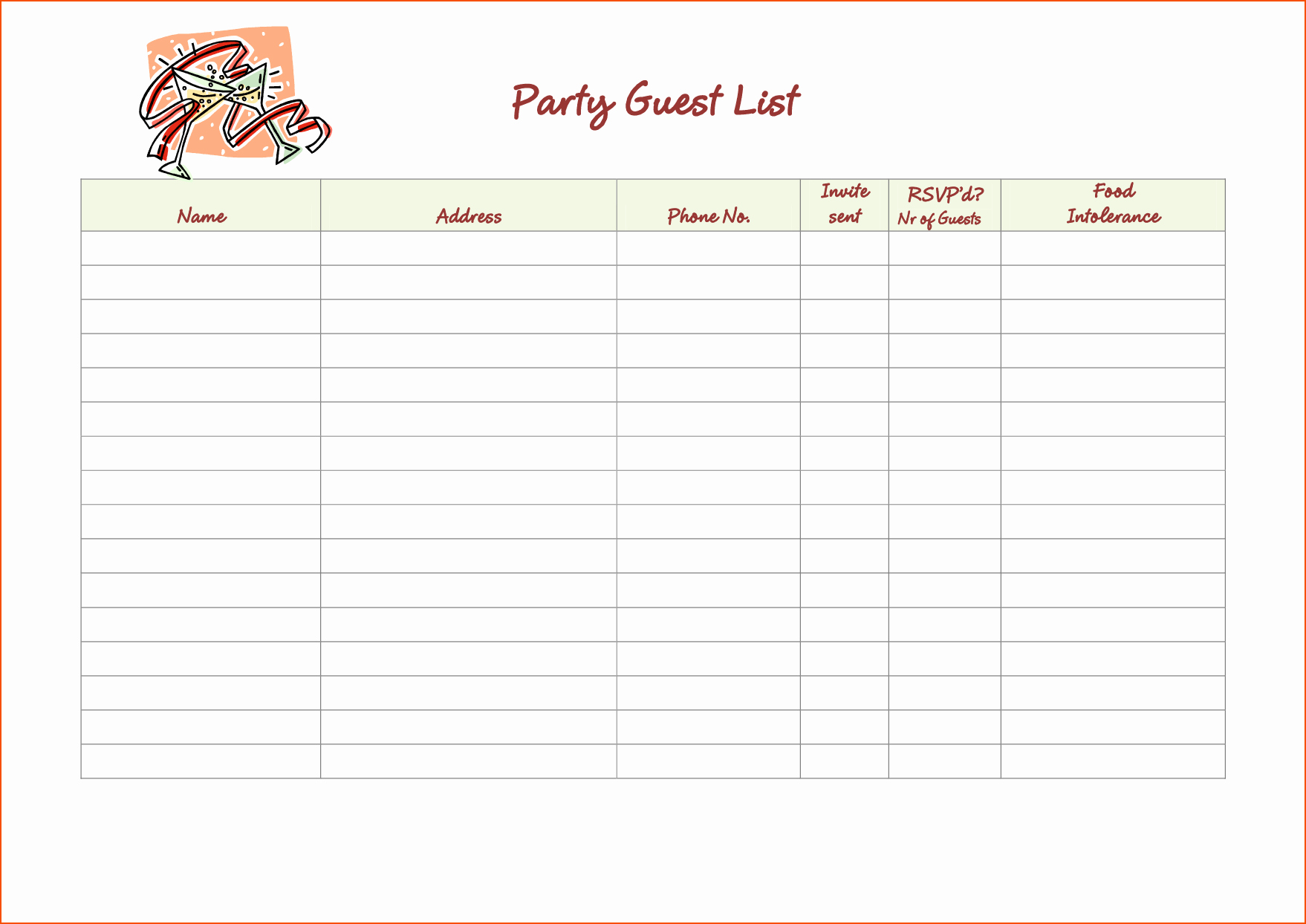 Party Guest List Template Unique 5 Party Guest List Template Bookletemplate