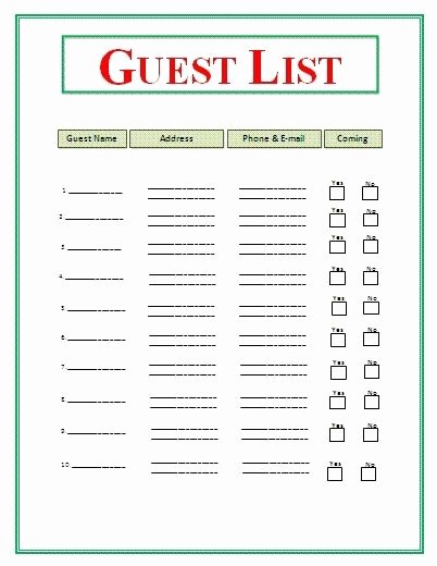 Party Guest List Template Unique Guest List Template Free Best 25 Checklist Template