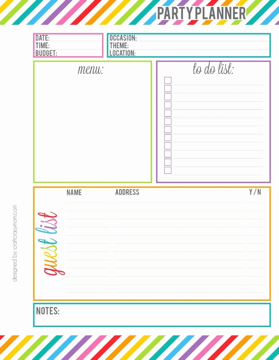 Party Planning Template Free Best Of Rainbow Party Planner Printable