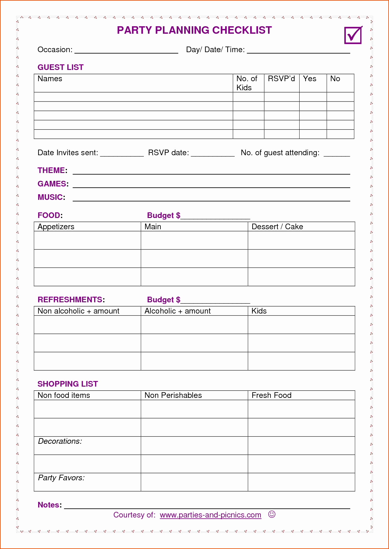 Party Planning Template Free Fresh 6 Party Planning Template Bookletemplate