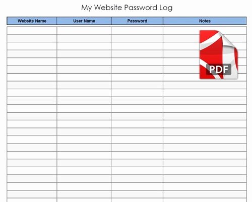 Password Log Template Pdf Beautiful Website Password Log Pdf Template Download