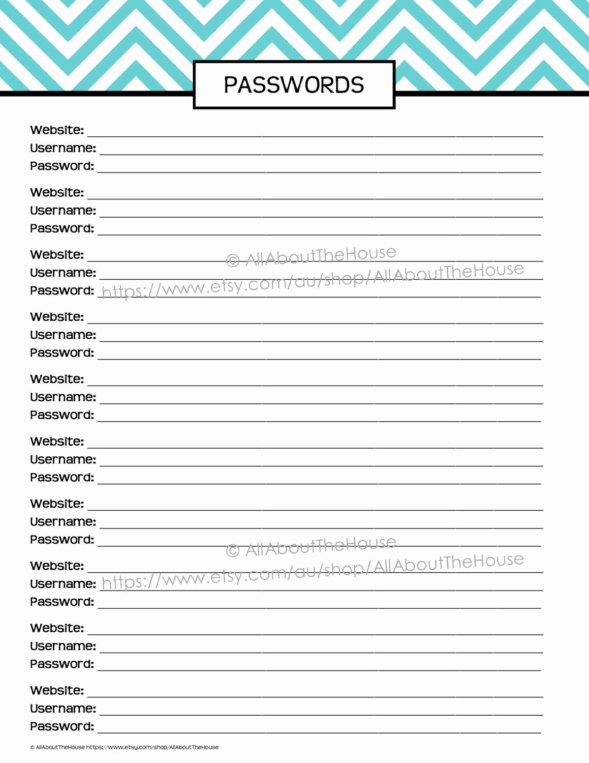Password Log Template Pdf Best Of Password Log Chevron Printable Checklist Perpetual Pdf
