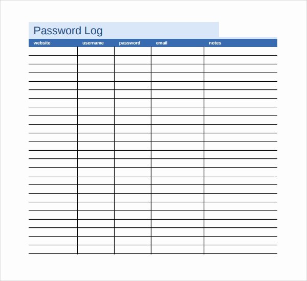 Password Log Template Pdf Elegant Sample Password Log Template 3 Free Documents In Pdf