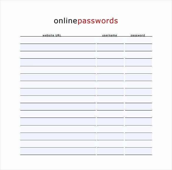 Password Log Template Pdf Fresh Password Tracker Template