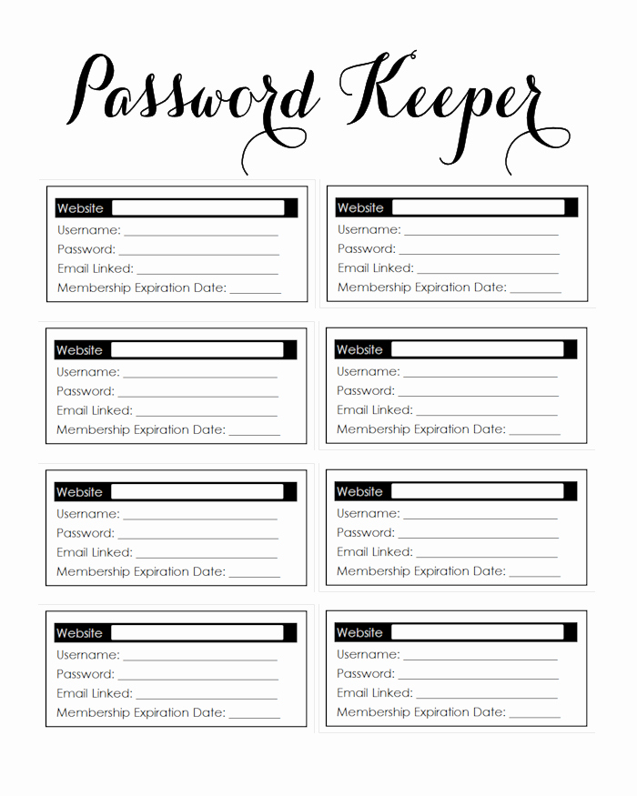 Password Log Template Pdf Unique Free Printable Family Planner the Girl Creative