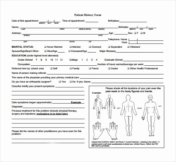 Patient Medical History form Template Beautiful 14 Medical History forms Free Sample Example format