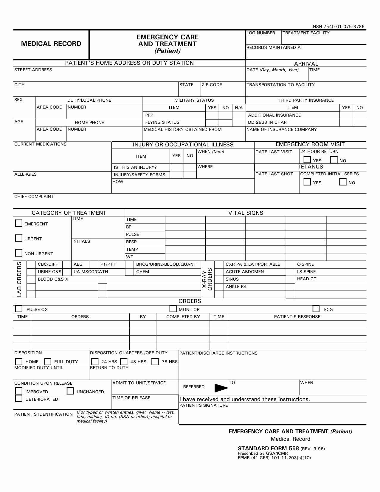 Patient Medical History form Template Best Of Medical Record Templates