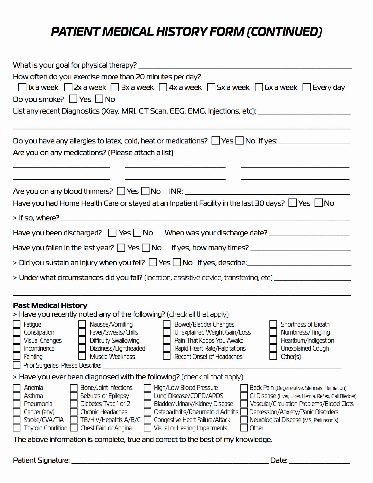 Patient Medical History form Template Elegant Patient Intake forms