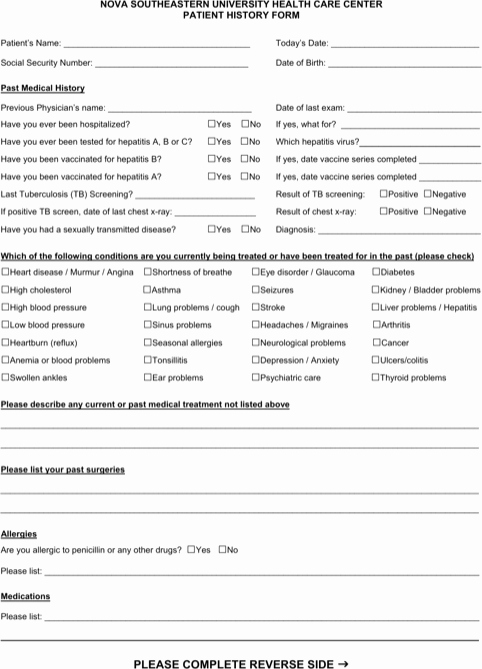 Patient Medical History form Template Luxury Medical History form Templates&amp;forms