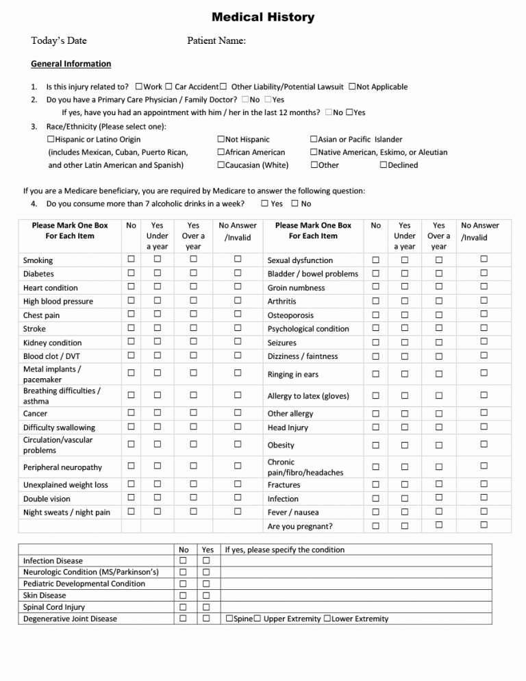 Patient Medical History form Template New 67 Medical History forms [word Pdf] Printable Templates