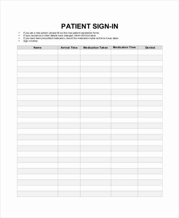 Patient Sign In Sheet Template Elegant Patient Sign In Sheets Printable