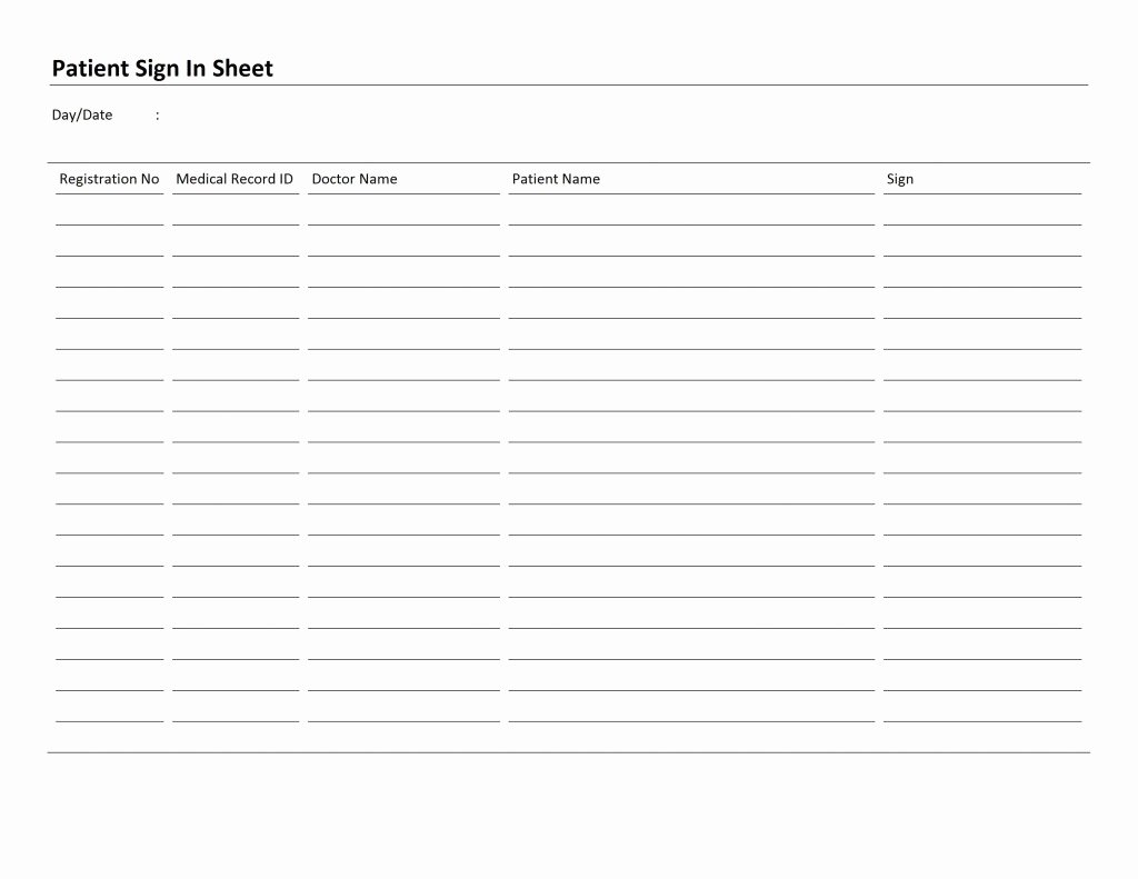 Patient Sign In Sheet Template Lovely Patient Sign In Sheet