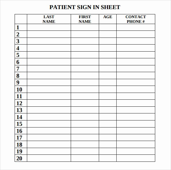 Patient Sign In Sheet Template Lovely Sample Medical Sign In Sheet 7 Documents In Pdf Word