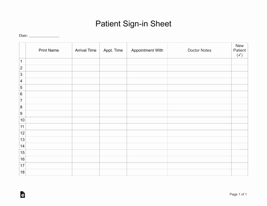 Patient Sign In Sheet Template Luxury Patient Sign In Sheet Extended Template