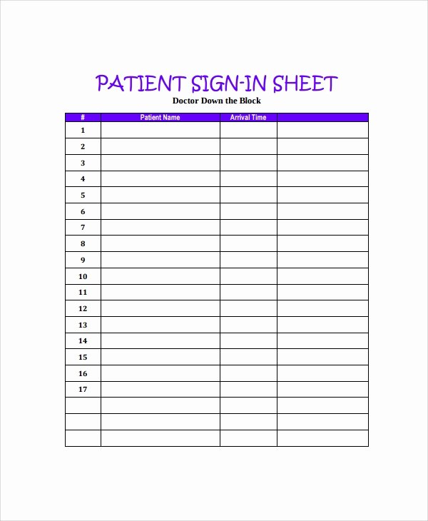 Patient Sign In Sheet Template Luxury Sample Doctor Sign In Sheet 7 Free Documents Download