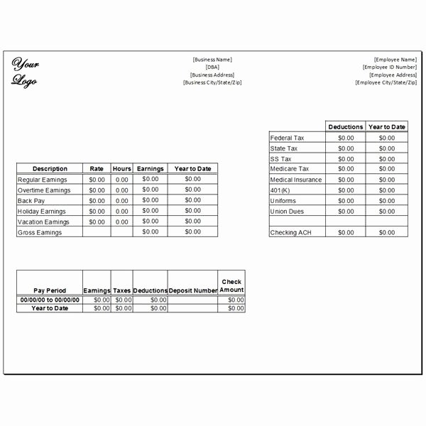 Pay Stub Template Word Beautiful Download A Word or Excel Pay Stub Template