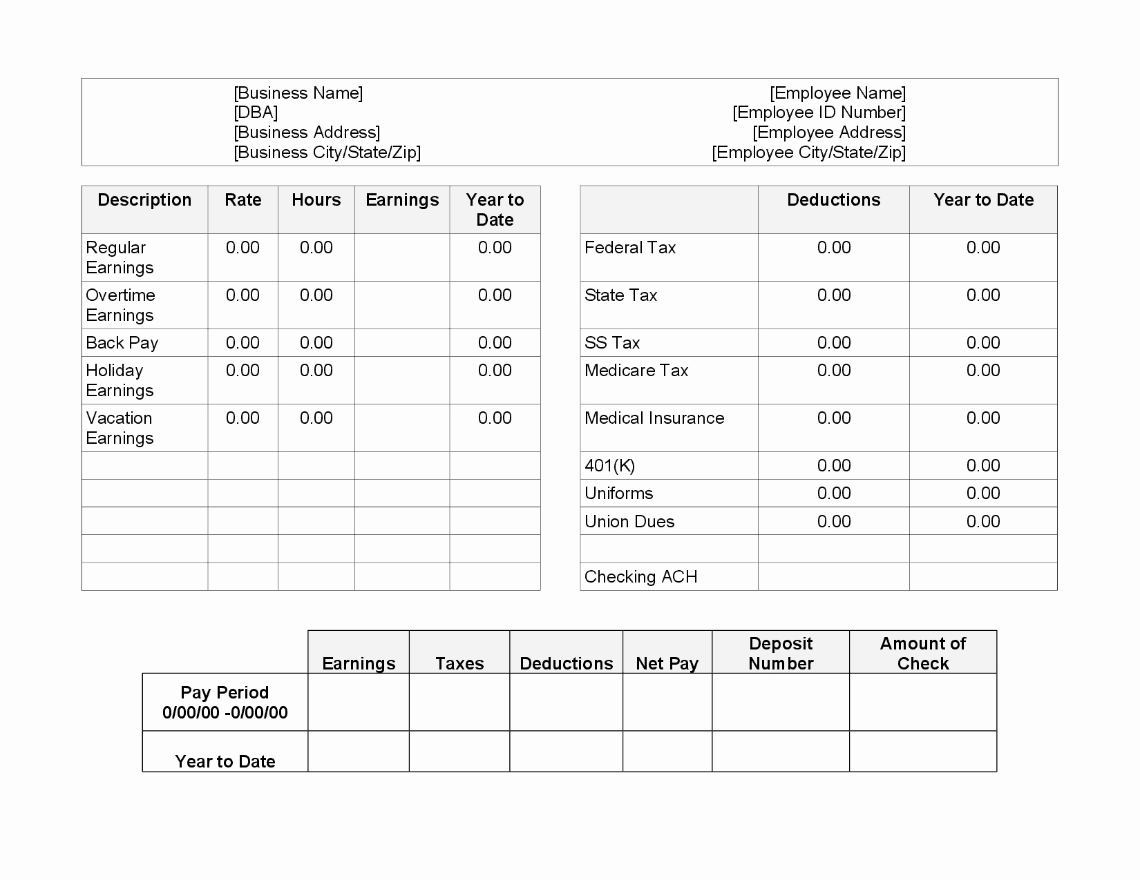 Pay Stub Template Word Best Of 10 Pay Stub Templates Word Excel Pdf formats