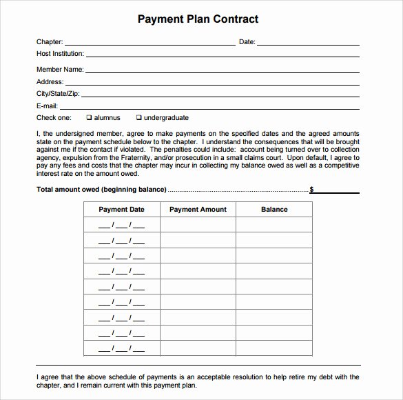 Payment Plan Contract Template Best Of Enrollment Agreement Template Free Balladothris
