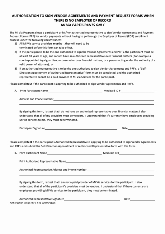 Payment Request form Template Unique Authorization to Sign Vendor Agreements and Payment