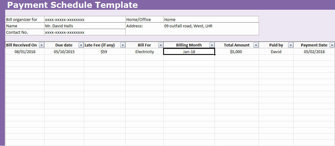 Payment Schedule Template Excel Fresh now Payment Schedule Template Excel for All Types Of