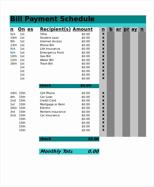 Payment Schedule Template Excel Unique 13 Sample Excel Schedule Templates Free Example