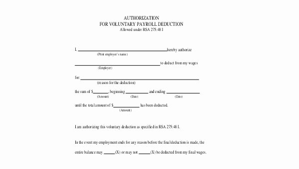 Payroll Deduction Authorization form Template Inspirational Payroll Deduction form Samples 9 Free Documents In Word