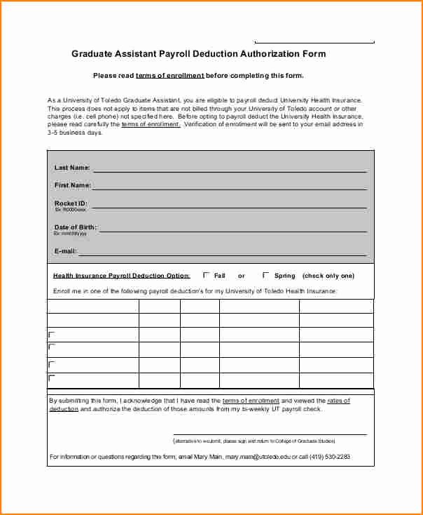 Payroll Deduction Authorization form Template New 12 Uniform Payroll Deduction form