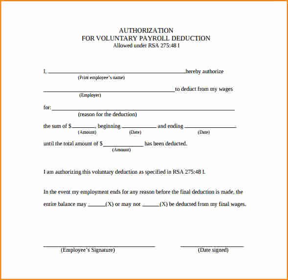 Payroll Deduction Authorization form Template Unique 5 Payroll Deduction Authorization form Template Free