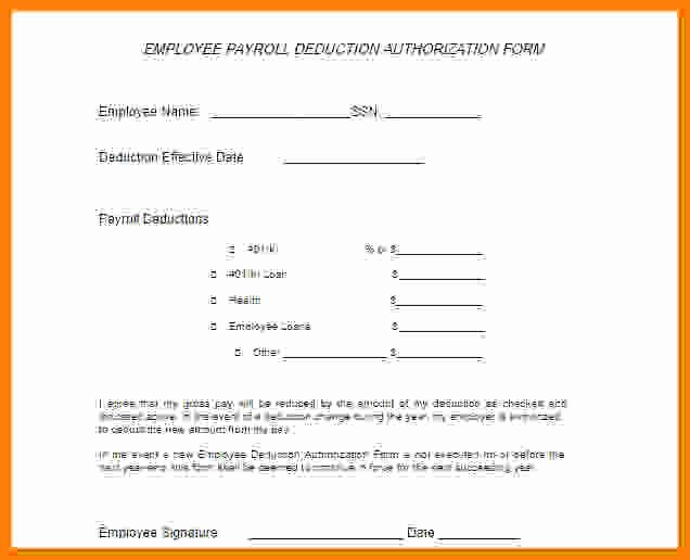 Payroll Deduction Authorization form Template Unique 7 Payroll Deduction form Template