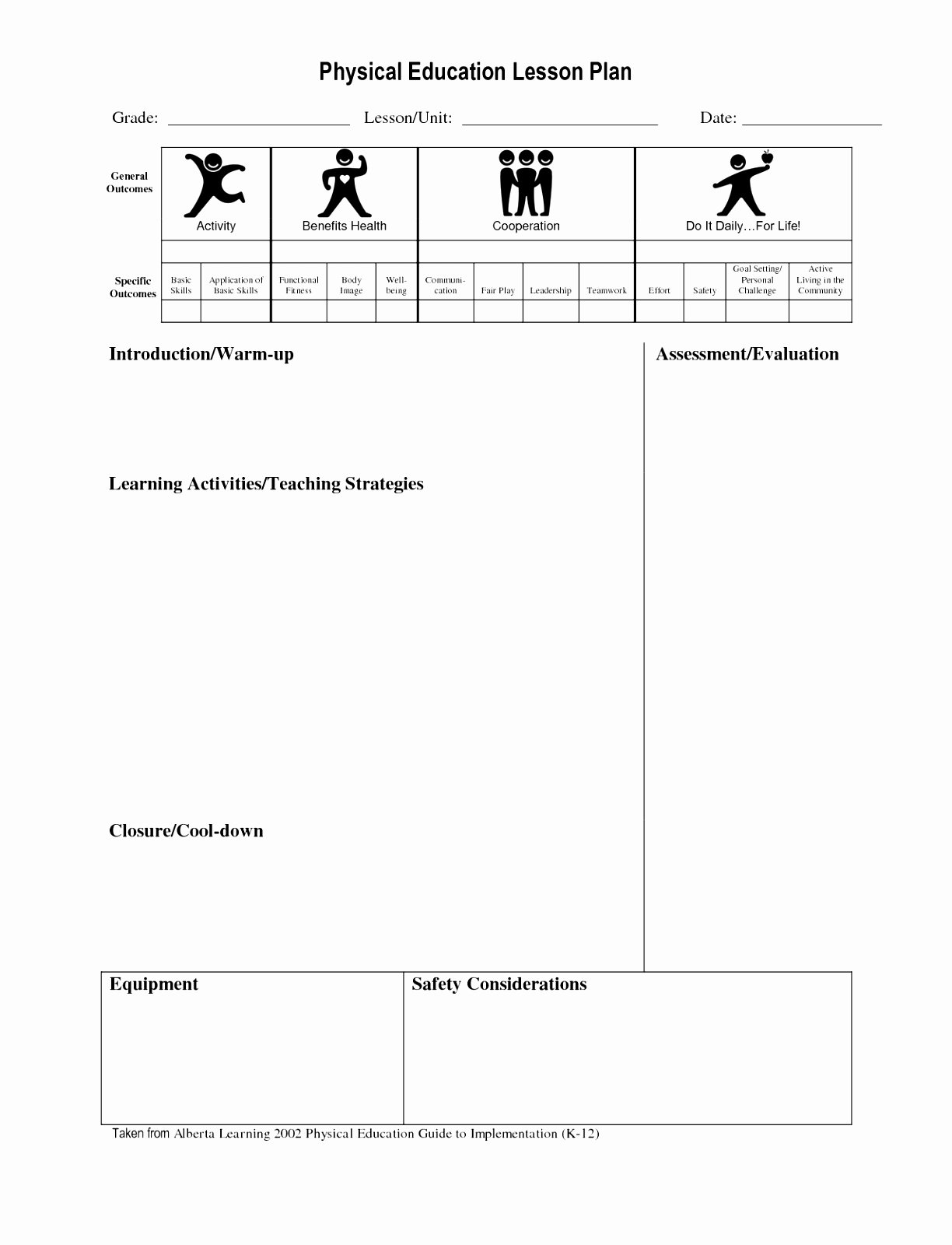 Pe Lesson Plan Template Awesome 10 Lesson Plan Template for Physical Education Eipot