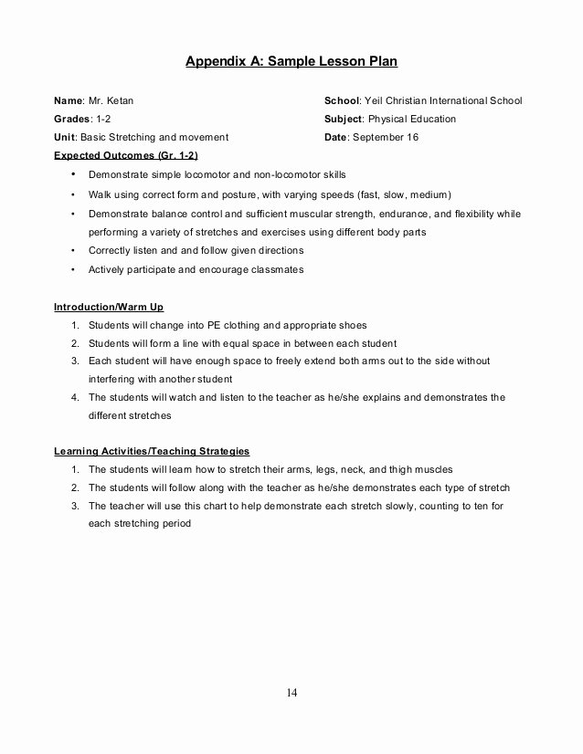 Pe Lesson Plan Template Elegant Elementary Physical Education Curriculum Guide