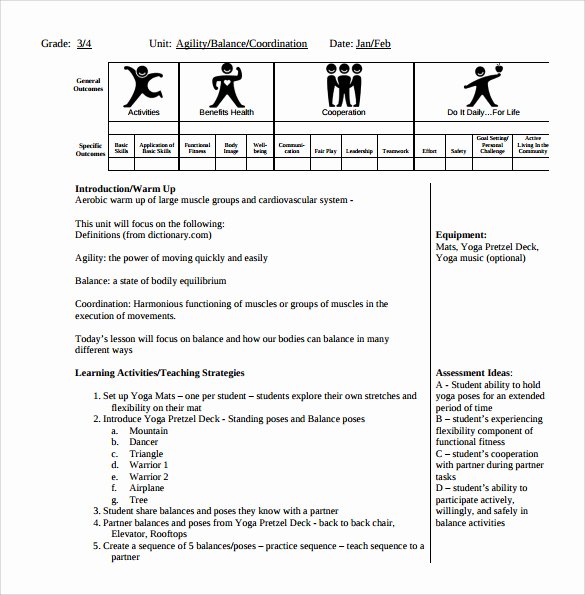 Pe Lesson Plan Template Inspirational Sample Physical Education Lesson Plan 14 Examples In