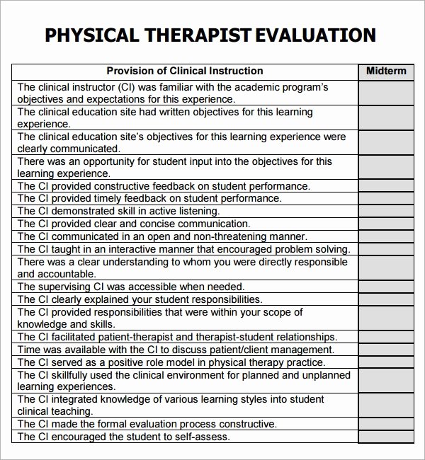 Pediatric Physical therapy Evaluation Template Awesome Physical therapy Evaluation 6 Free Download for Pdf