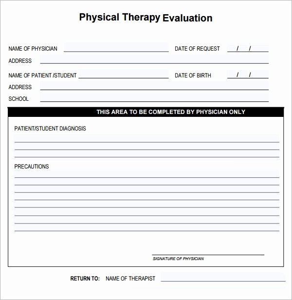 Pediatric Physical therapy Evaluation Template New Physical therapy Evaluation 6 Free Download for Pdf
