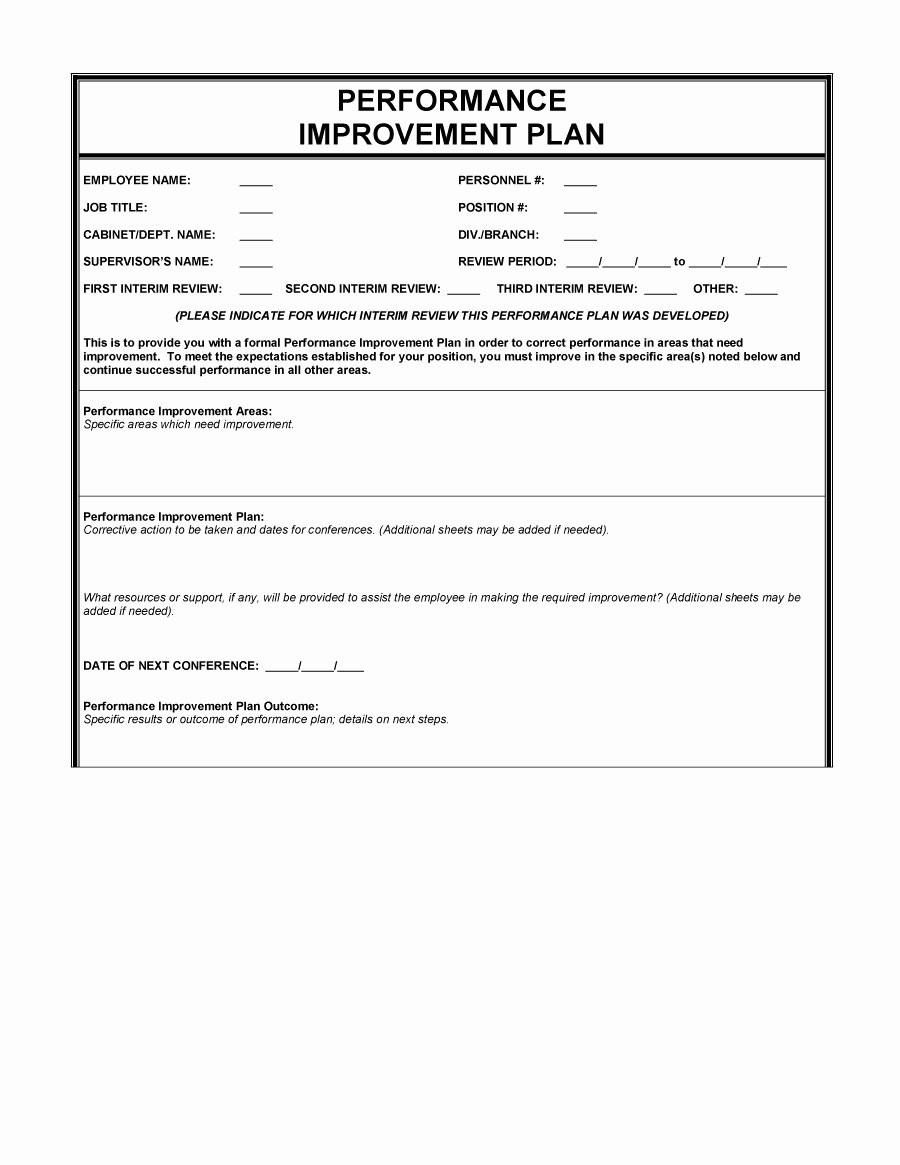 Performance Improvement Plan Template Word Beautiful 40 Performance Improvement Plan Templates &amp; Examples