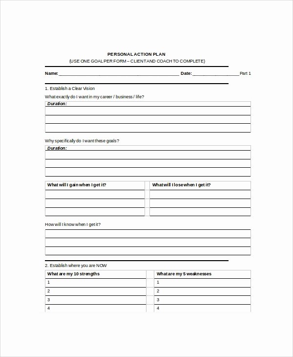 Personal Action Plan Template Awesome Sample Personal Action Plan 12 Documents In Pdf Word