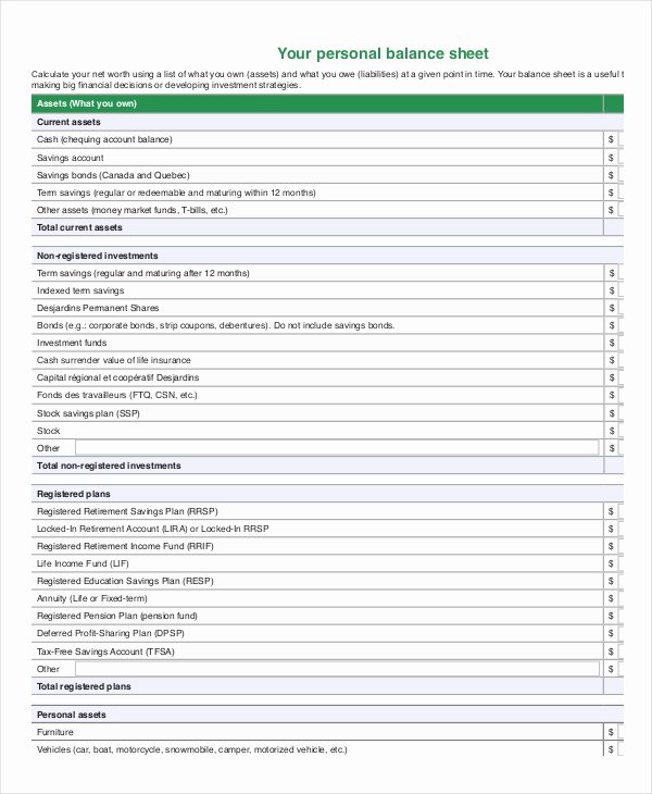 Personal Balance Sheet Template Best Of Balance Sheet 18 Free Word Excel Pdf Documents