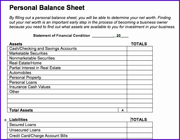 Personal Balance Sheet Template Fresh 10 Excel Balance Sheet Template Free Exceltemplates