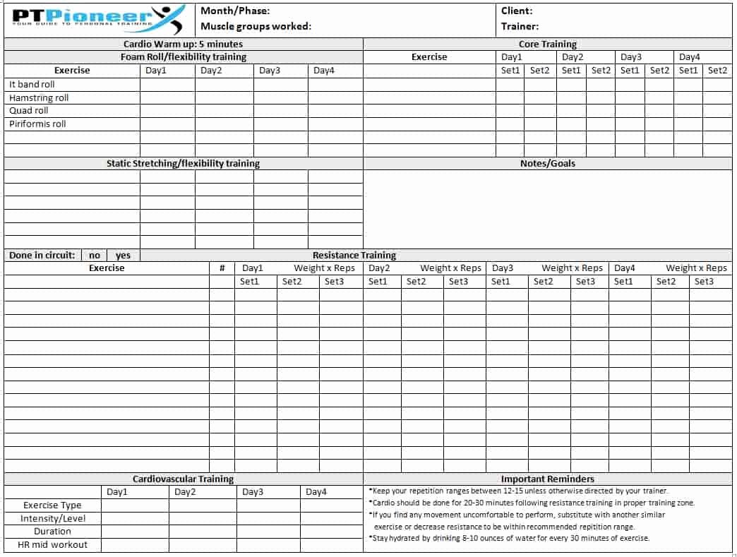 Personal Fitness Plan Template Fresh Workout Schedule Template Your Clients Will Love You