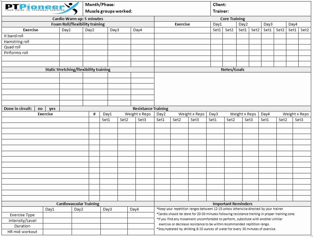Personal Fitness Plan Template Lovely Pin by Ptpioneer On Personal Training Guide