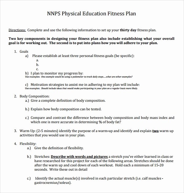 fitness plan template