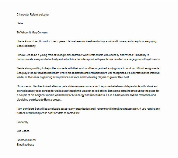 Personal Letter Of Recommendation Template Awesome Personal Reference Letter 7 Re Mendation Samples