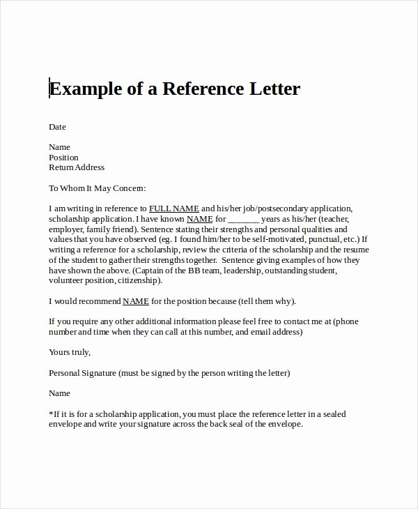 Personal Letter Of Recommendation Template Awesome Sample Personal Reference Letter 13 Free Word Excel