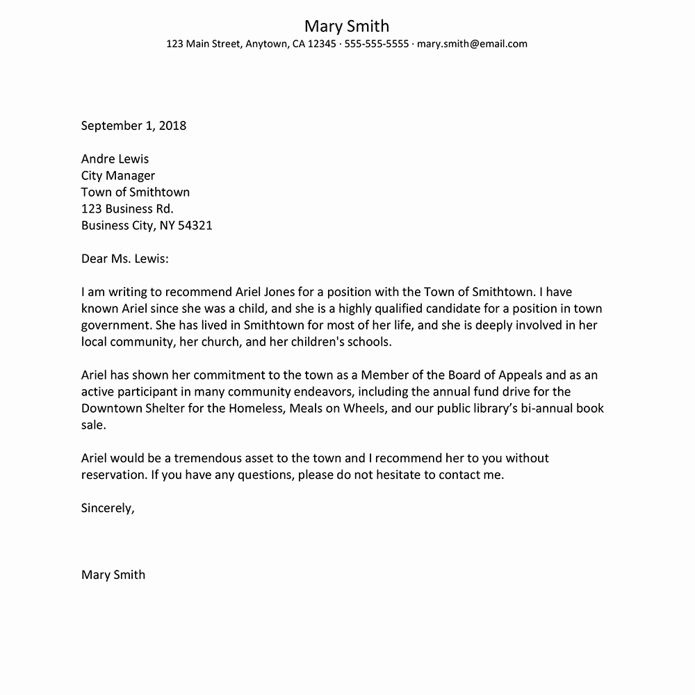 Personal Letter Of Recommendation Template Elegant Personal Reference Letter Samples and Writing Tips