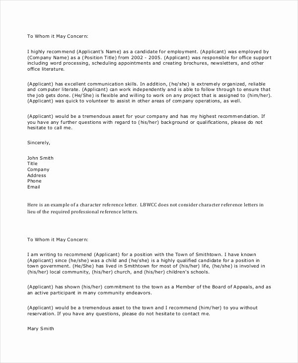 Personal Letter Of Recommendation Templates Awesome 14 Personal Reference Letter Templates Free Sample