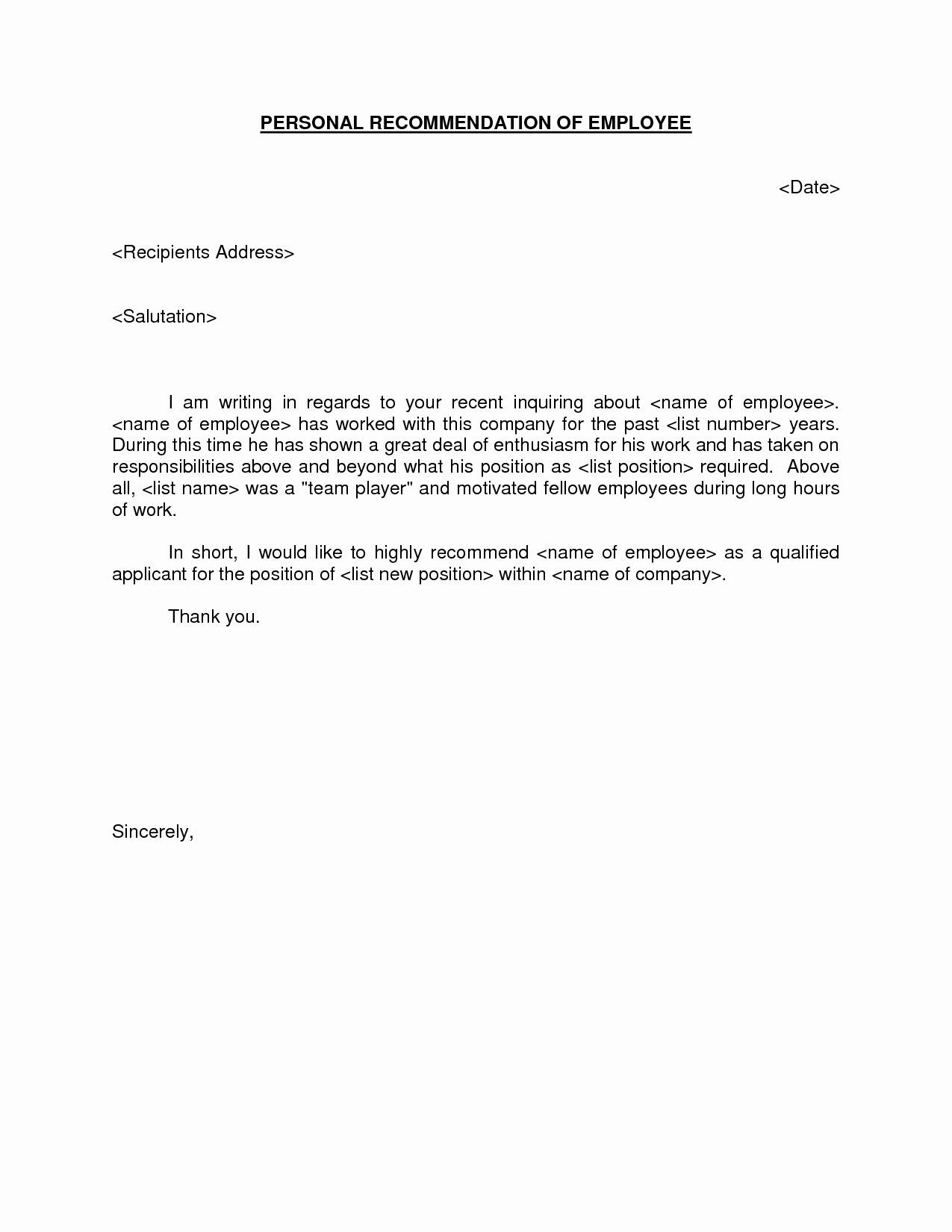 Personal Letters Of Recommendation Templates Fresh 4 Amazing Sample Re Mendation Letter