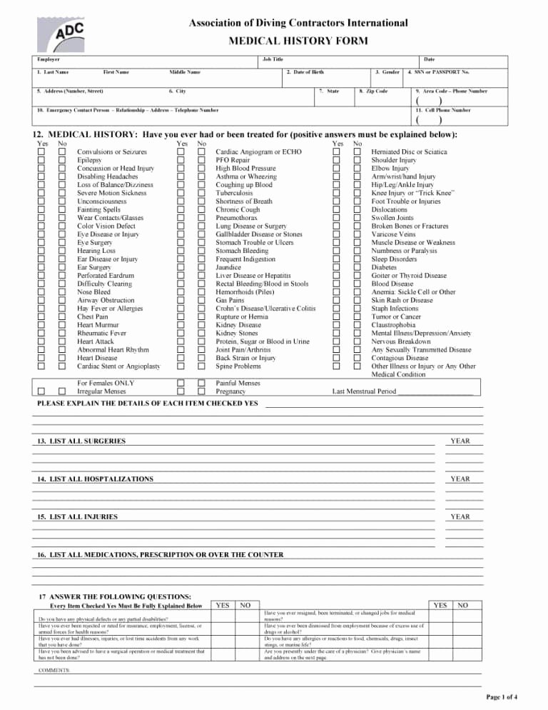 Personal Medical History Template Awesome 67 Medical History forms [word Pdf] Printable Templates