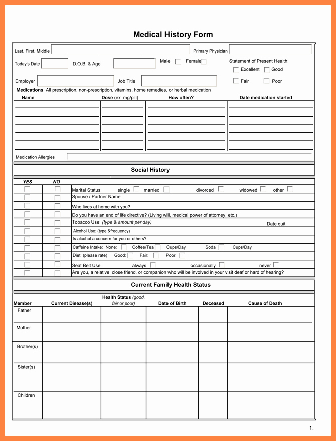 Personal Medical History Template Beautiful 28 Of Personal Medical History form Template